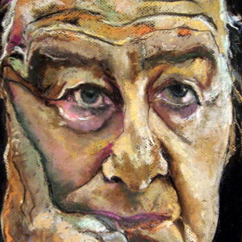 Painting titled "Golda Meir" by Rosemay Dahan, Original Artwork, Pastel