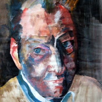 Painting titled "Lucian Freud" by Rosemay Dahan, Original Artwork, Ink