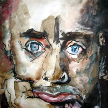 Картина под названием "Romain Gary 2" - Rosemay Dahan, Подлинное произведение искусства, Чернила
