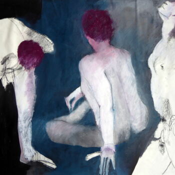 Painting titled "The pastel guys" by Rosemay Dahan, Original Artwork, Charcoal