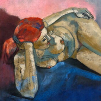 Malerei mit dem Titel "Atelier Milcovitch" von Rosemay Dahan, Original-Kunstwerk, Pastell