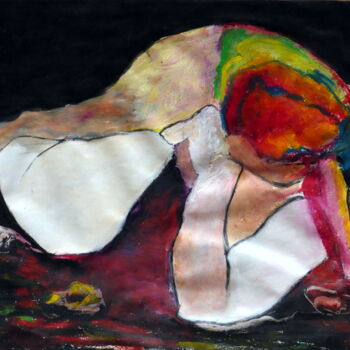 Peinture intitulée "Abstract nude" par Rosemay Dahan, Œuvre d'art originale, Encre