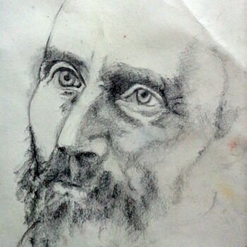 Рисунок под названием "sketch of Van Gogh" - Rosemay Dahan, Подлинное произведение искусства, Карандаш
