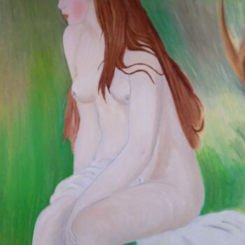 Pintura intitulada "La hija del Druida" por Roser Solà, Obras de arte originais, Óleo
