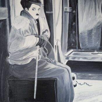 Pintura intitulada "Charles Chaplin" por Roser Solà, Obras de arte originais, Óleo