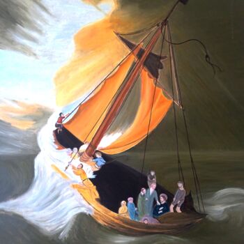 Painting titled "Jesús el el lago Ti…" by Roser Solà, Original Artwork, Oil