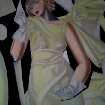Pintura titulada "Joven con guantes" por Roser Solà, Obra de arte original, Oleo