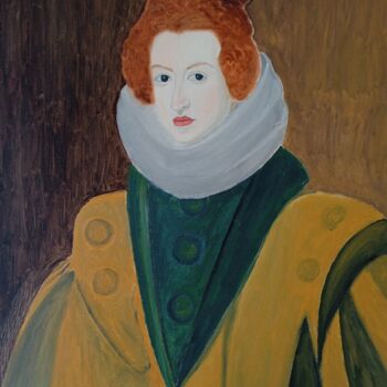 Schilderij getiteld "María Ana de Àustria" door Roser Solà, Origineel Kunstwerk, Olie