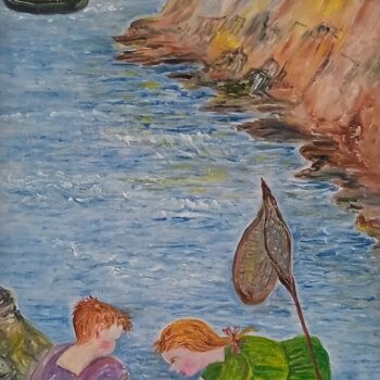 Peinture intitulée "Los pescadores" par Roser Solà, Œuvre d'art originale, Huile