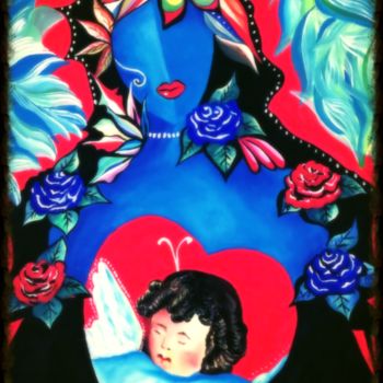 Painting titled "Regina della notte" by Rosesart, Original Artwork, Acrylic