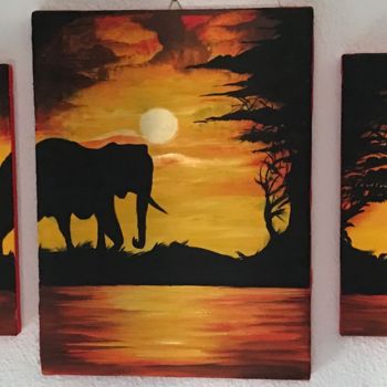 Painting titled "Savana" by Rosesart, Original Artwork, Acrylic