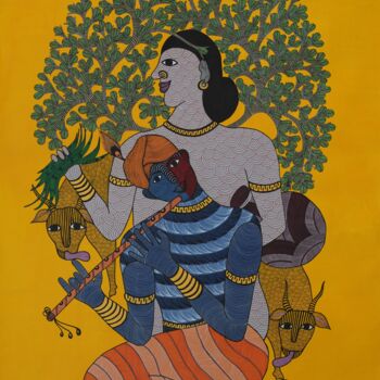 Pintura titulada "Gond Painting  5" por Roshni Shyam, Obra de arte original, Acrílico