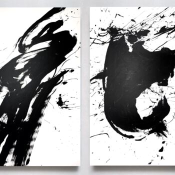 Malerei mit dem Titel "Black 130 duo" von Rosi Roys, Original-Kunstwerk, Acryl