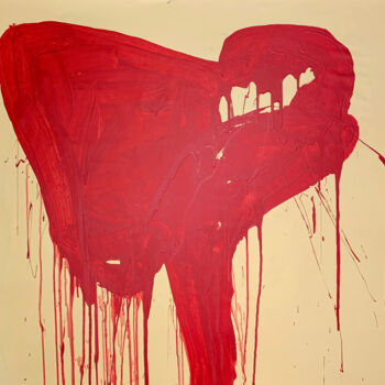 Schilderij getiteld "Simple red 12" door Rosi Roys, Origineel Kunstwerk, Acryl