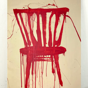 Painting titled "Red chair 1" by Rosi Roys, Original Artwork, Acrylic