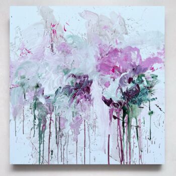 Painting titled "Pink flower 2" by Rosi Roys, Original Artwork, Acrylic