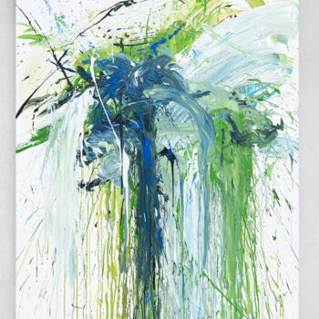 Schilderij getiteld "Blue flower 2" door Rosi Roys, Origineel Kunstwerk, Acryl