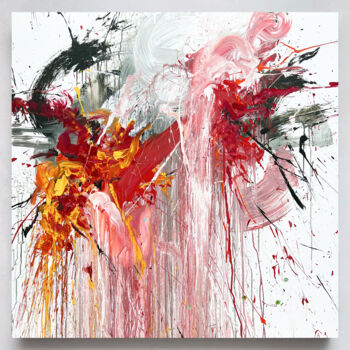 Malarstwo zatytułowany „Red flower 2” autorstwa Rosi Roys, Oryginalna praca, Akryl