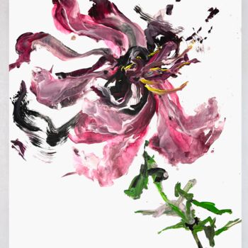 Malerei mit dem Titel "Violet flower 1" von Rosi Roys, Original-Kunstwerk, Acryl