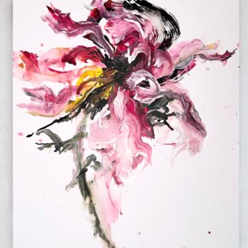 Schilderij getiteld "Violet flower 2" door Rosi Roys, Origineel Kunstwerk, Acryl