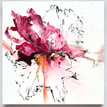 Painting titled "Pink flower 9" by Rosi Roys, Original Artwork, Acrylic
