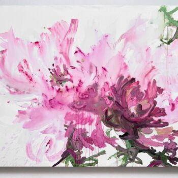 Painting titled "Pink flower 10" by Rosi Roys, Original Artwork, Acrylic