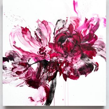 Painting titled "Pink flower 11" by Rosi Roys, Original Artwork, Acrylic
