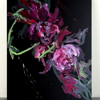 Schilderij getiteld "Pink flower 17" door Rosi Roys, Origineel Kunstwerk, Acryl