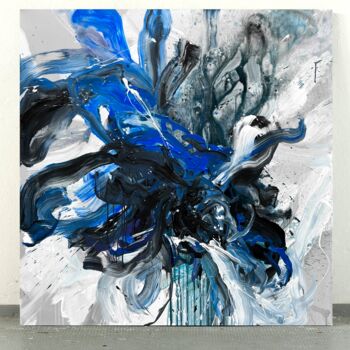 Painting titled "Monochrome flower 2" by Rosi Roys, Original Artwork, Acrylic