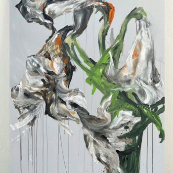 Картина под названием "Grey flower" - Rosi Roys, Подлинное произведение искусства, Акрил