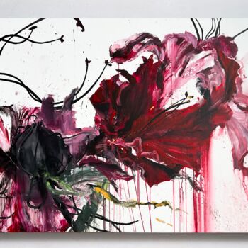 Peinture intitulée "Pink flower 25" par Rosi Roys, Œuvre d'art originale, Acrylique