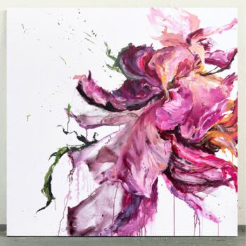 Peinture intitulée "Pink flower 28" par Rosi Roys, Œuvre d'art originale, Acrylique