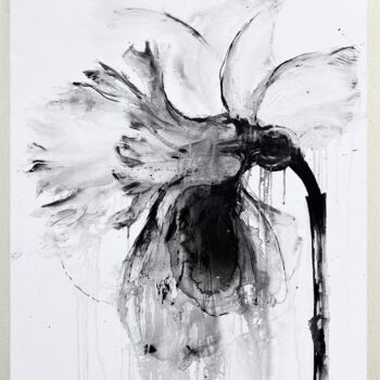 Pintura titulada "Black and white flo…" por Rosi Roys, Obra de arte original, Acrílico