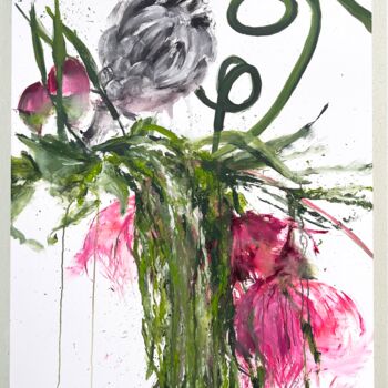 绘画 标题为“Pink flower 31” 由Rosi Roys, 原创艺术品, 丙烯