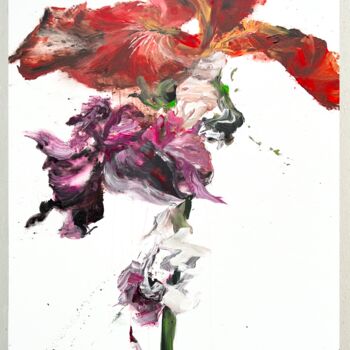 Картина под названием "Iris flower 1" - Rosi Roys, Подлинное произведение искусства, Акрил