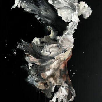 Malarstwo zatytułowany „Black and white flo…” autorstwa Rosi Roys, Oryginalna praca, Akryl
