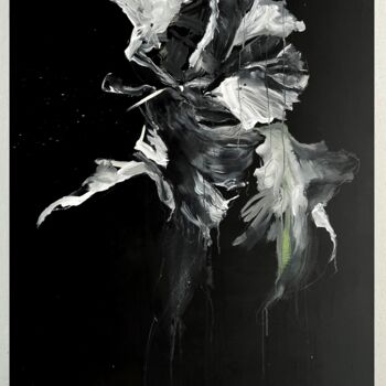 Peinture intitulée "Black and white flo…" par Rosi Roys, Œuvre d'art originale, Acrylique