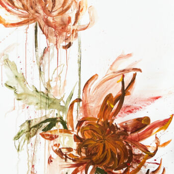 Malerei mit dem Titel "Yellow flowers" von Rosi Roys, Original-Kunstwerk, Acryl