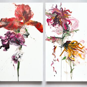 "Flower diptych 12" başlıklı Tablo Rosi Roys tarafından, Orijinal sanat, Akrilik