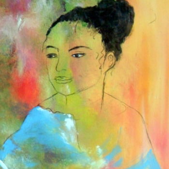 Painting titled "LA JEUNE FILLE AU C…" by Rosiane Priam, Original Artwork