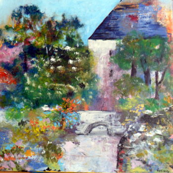 Painting titled "LE MOULIN" by Rosiane Priam, Original Artwork, Acrylic