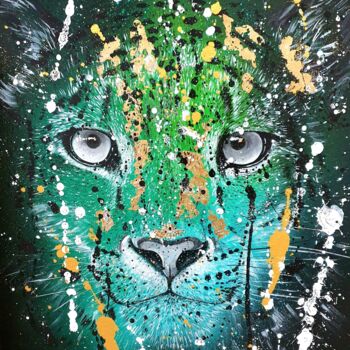 Painting titled "Panthera uncia" by Roswitha Tretter-Geiger (Rosie Tretter), Original Artwork, Acrylic