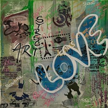 Peinture intitulée "The Street  Love" par Rosie Walter, Œuvre d'art originale, Pochoir