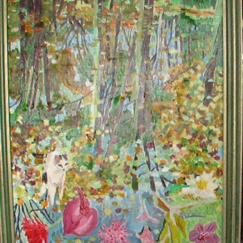 Painting titled "REFLETS DANS L'EAU,…" by Rosine Ammendola, Original Artwork, Oil