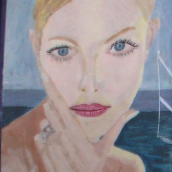 Painting titled "PORTRAIT BLEU" by Rosine Ammendola, Original Artwork, Acrylic