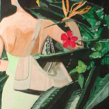 Painting titled "FEMME DE DOS DANS L…" by Rosine Ammendola, Original Artwork, Oil