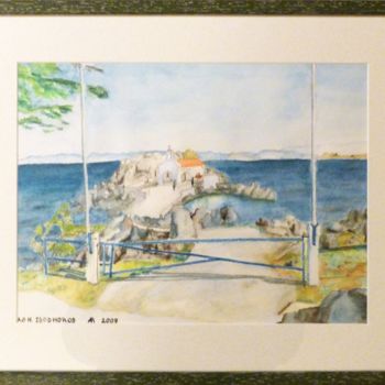 Malerei mit dem Titel "Chios series: Ag-Is…" von Rosita Allinckx, Original-Kunstwerk, Aquarell Auf Andere starre Platte mont…