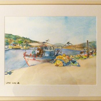 Painting titled "Chios series: Lithi…" by Rosita Allinckx, Original Artwork, Watercolor Mounted on Other rigid panel
