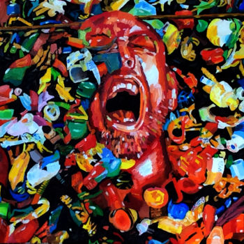 Картина под названием "Drowning in own gar…" - Rosita Allinckx, Подлинное произведение искусства, Масло