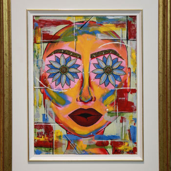 Peinture intitulée "La Dame aux yeux de…" par Rosita, Œuvre d'art originale, Acrylique